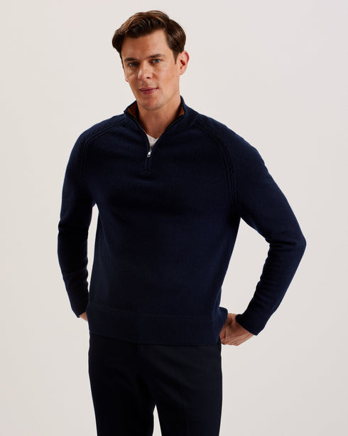 ULBOURN-Knitwear-LS Regular Cashmere Half Zip- Ted Baker Romania